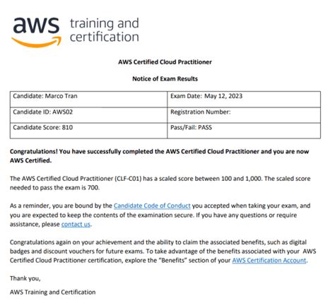 i passed aws cloud practitioner but havenot recevied any mail or .